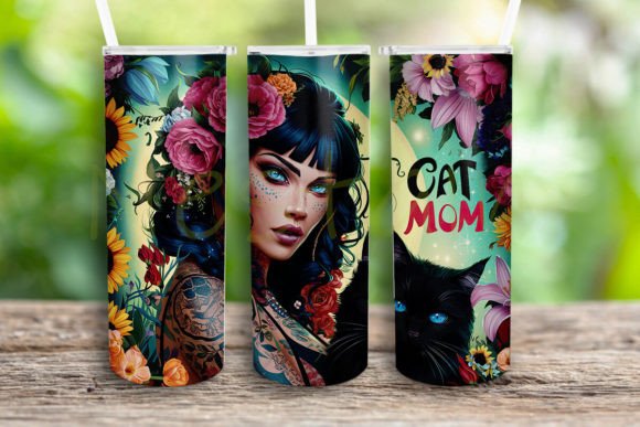 Badass Cat Mom Tumbler Wrap Png Graphics and Crafts Review