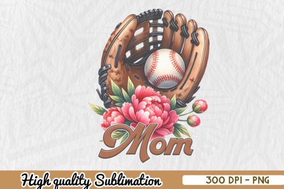 Baseball Mom Glove with Flower Graphics for Crafts