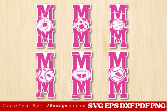 Mom Sports Ball Dangle Earrings Bundle Graphics and Crafts